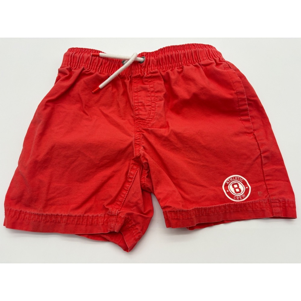 Crazy 8 Shorts Boys Size 5 Red Excellent Athletic Crew Graphic Drawstring